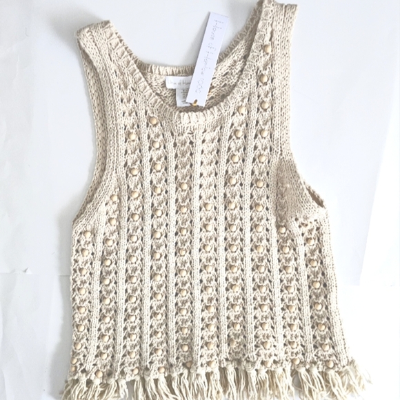 House of Harlow 1960 Scoop Neck Sleeveless Shell Knit Fringe Top - Picture 6 of 8
